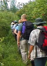 Hikers on the trail to Gore Mountain. 